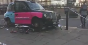 London taxi crashed into bike stands (via Khalid on Twitter).PNG