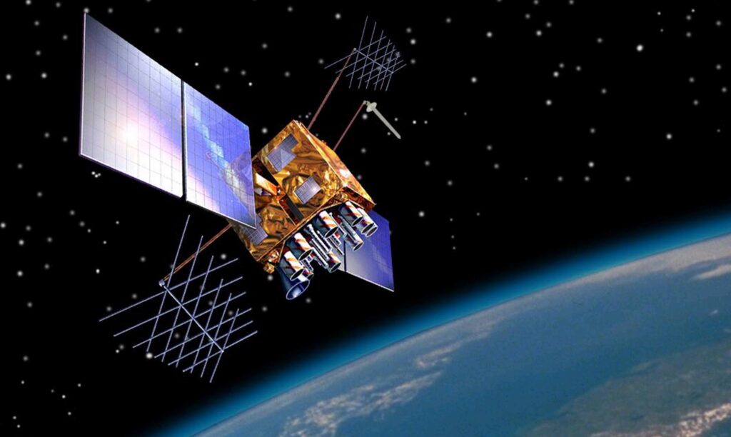 An artists’s impression of a GPS satellite (US Government).jpg
