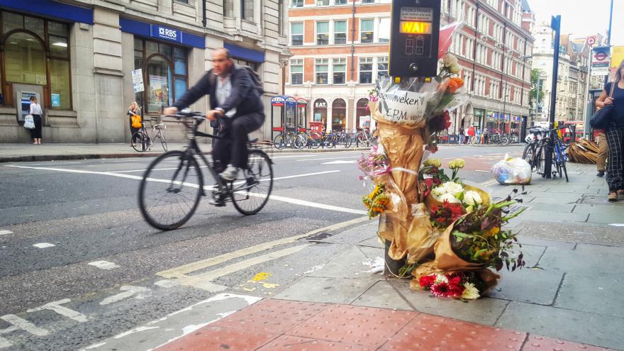 The site in Holborn where Dr Peter Fisher was killed in August 2018
