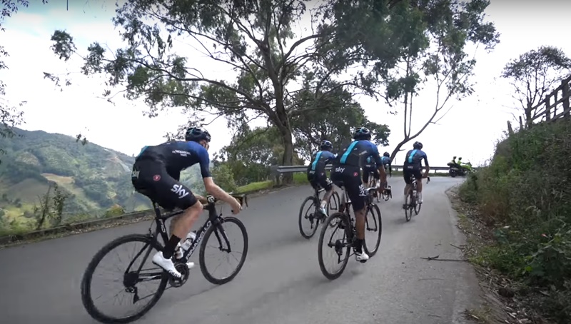 Team Sky in Colombia (via YouTube)