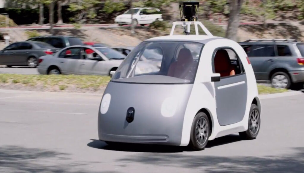 Google’s self-driving car prototype (image via Youtube)