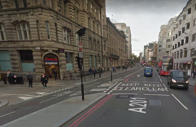 New Bridge Street junction with Tudor Street (via GoodleStreetView).PNG