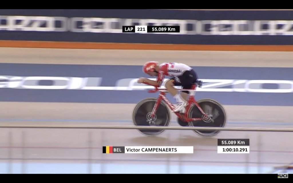 Victor Campenaerts takes UCI hour record