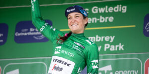Lizzie Deignan after winning the 2019 Ovo Energy Tour of Britain (picture credit Velofocus via Trek Segafredo)