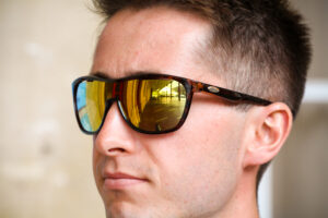 Galibier Surveillance Precision Optics glasses - Tortoiseshell and gold - worn.jpg