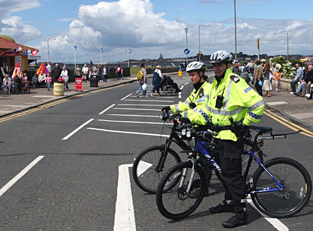 Scottish police on bikes (copyright g_cowan via Flickr)