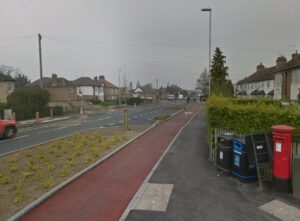 Green End Road cycle lane (via StreetView)
