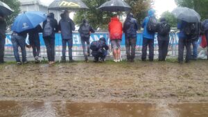 Harrogate Worlds 2019 fan zone mud (credit Simon MacMichael)