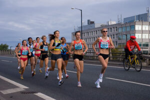 Paula Radcliffe (right) at the 2007 Great North Run