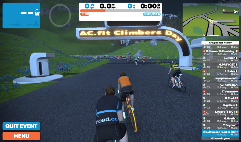 Zwift start pen hanging back