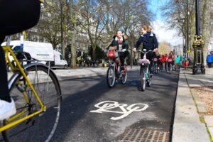 Women cycling in London (picture credit TfL)