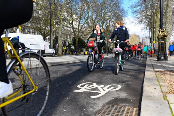 Women cycling in London (picture credit TfL)