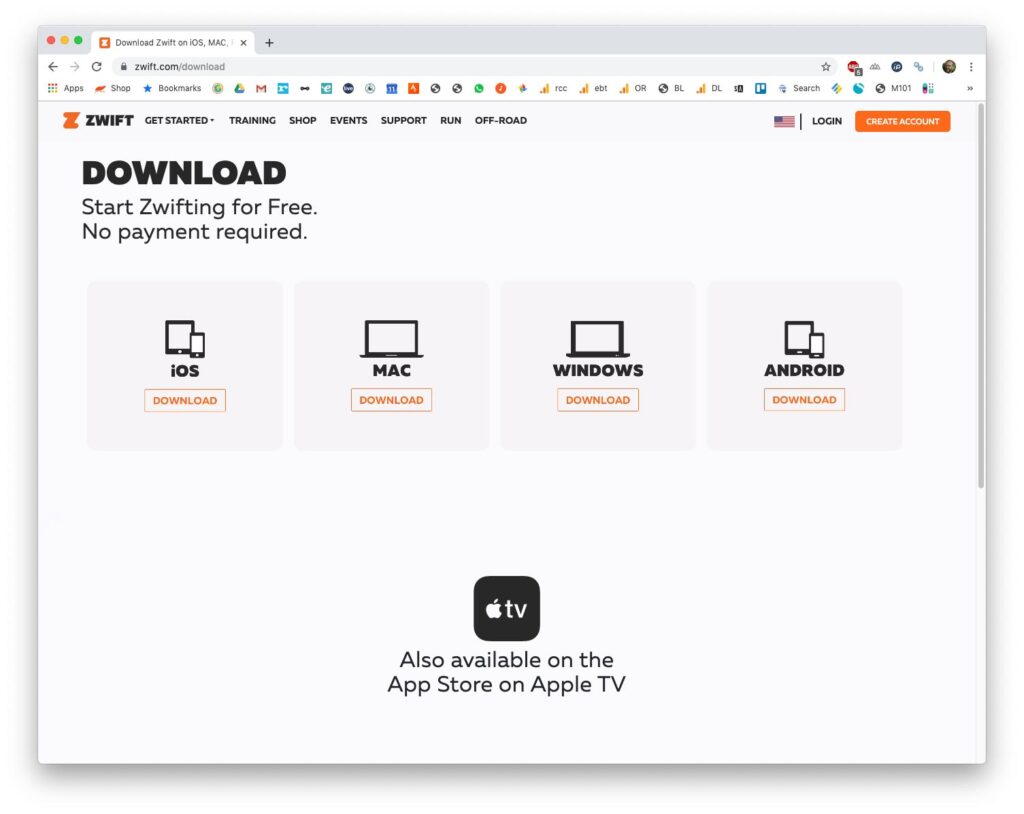 Zwift-download-page