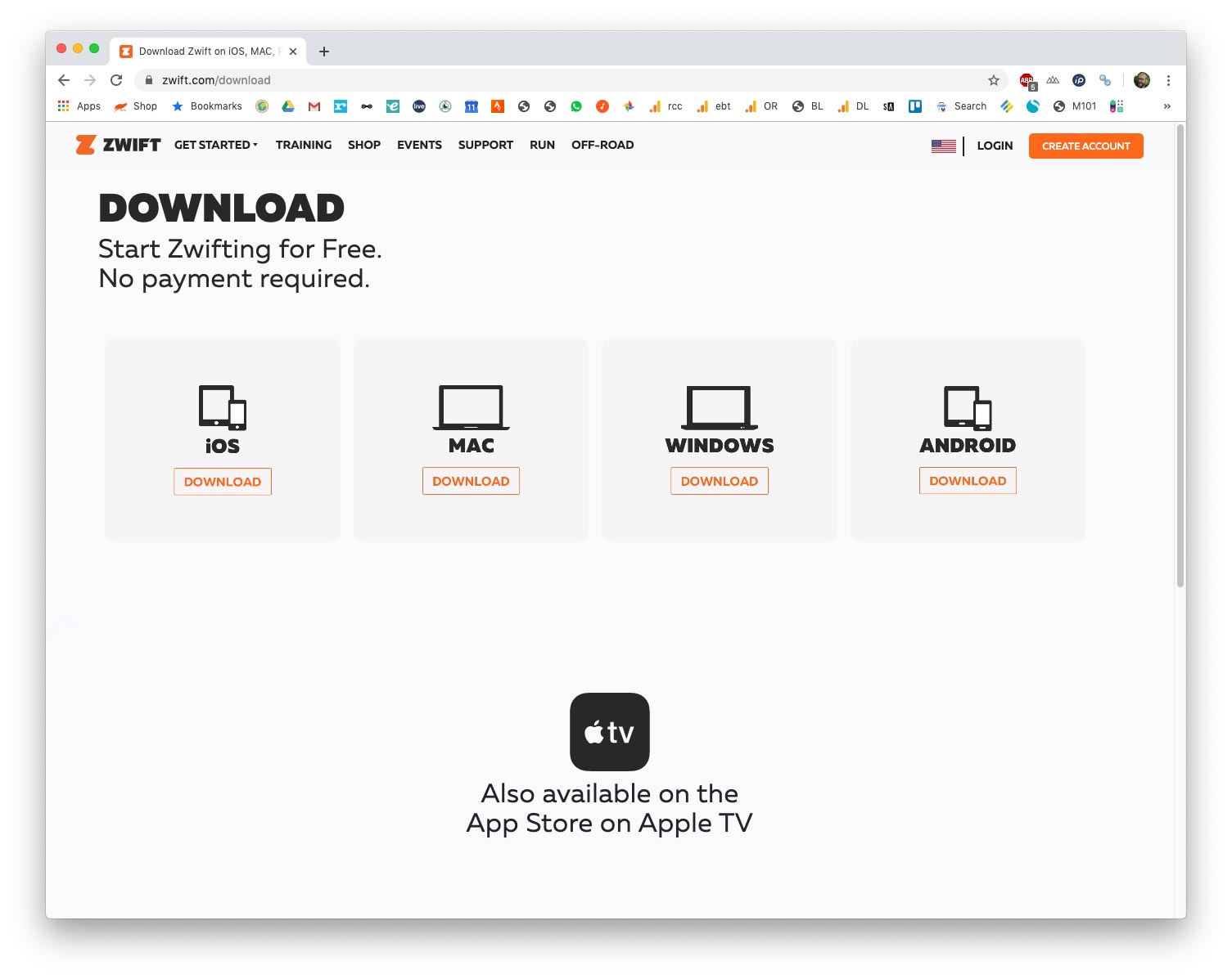 Zwift-download-page