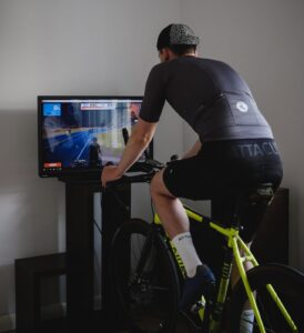 Alex Hill trains on Zwift