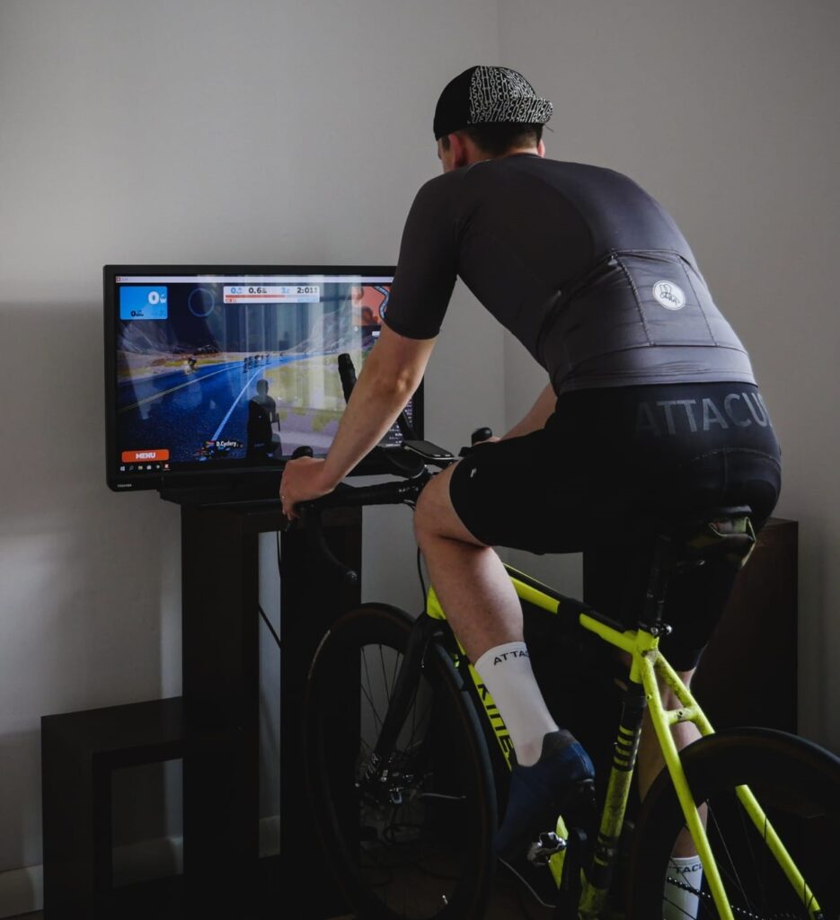 Alex Hill trains on Zwift
