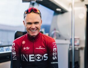 Chris Froome in Ineos Zwift special edition jersey