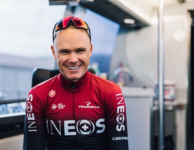 Chris Froome in Ineos Zwift special edition jersey