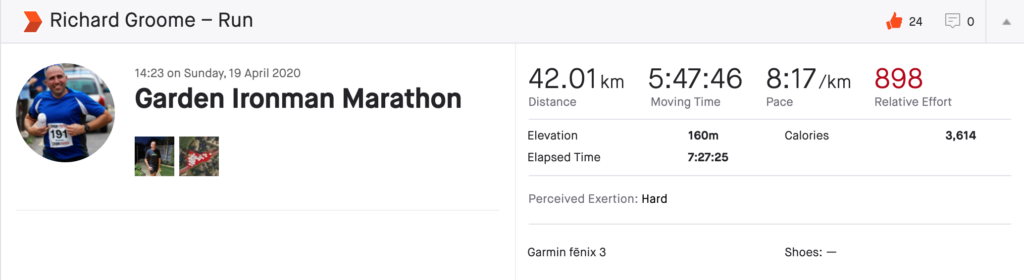 Back Garden Ironman &ndash; Run via Richard Groome