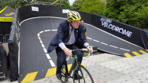 Boris Johnson at the Street Velodrome in London image via Street Velodrome
