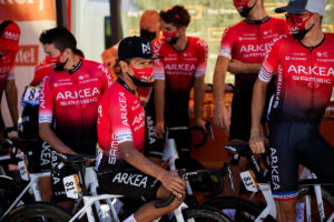 Nairo Quintana (centre) with Arkea-Samsic team mates at Tour de France