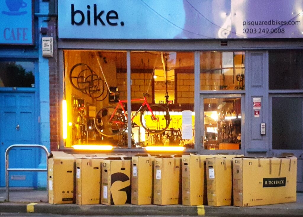 London bike shop during lockdown