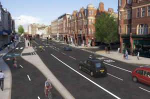 Streatham segregated cycle lane