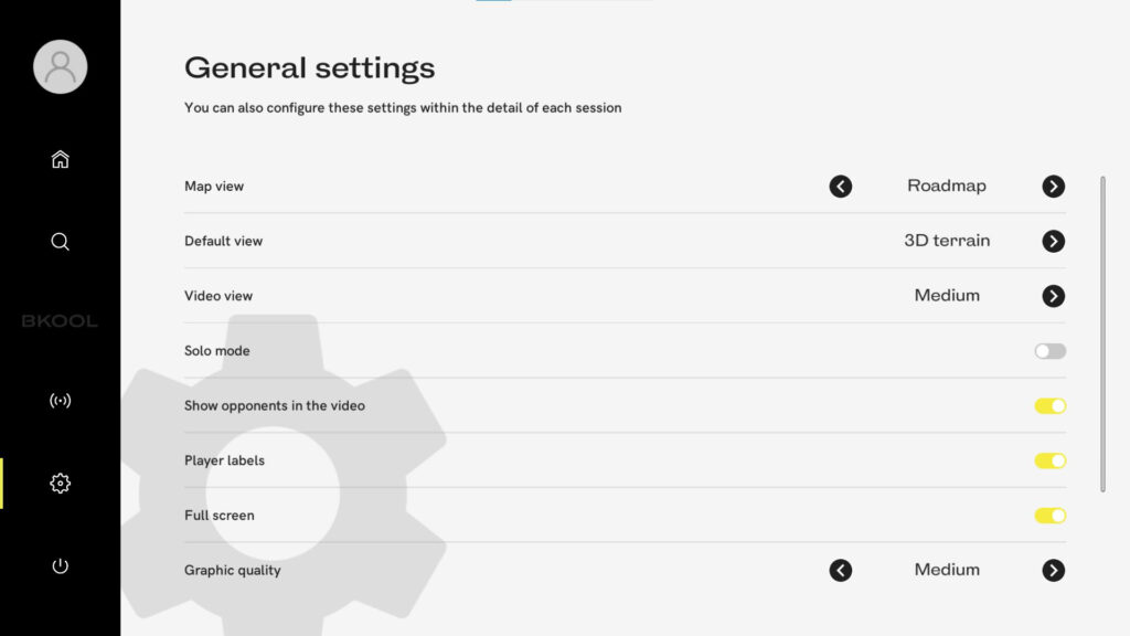 BKOOL – general settings
