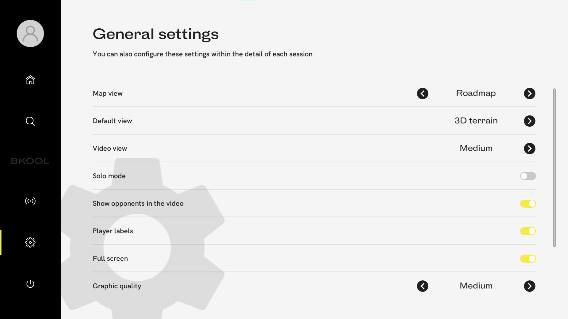 BKOOL &ndash; general settings