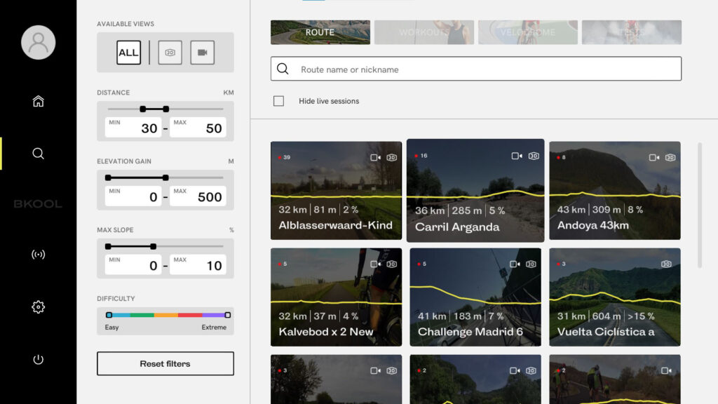 BKOOL – sessions in app