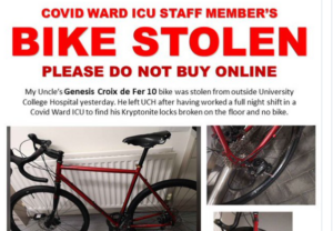 Bike stolen from hospital worker on shift at Covid ICU ward