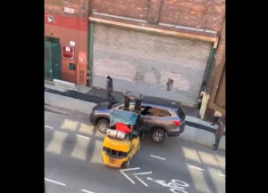 New York cycle lane forklift