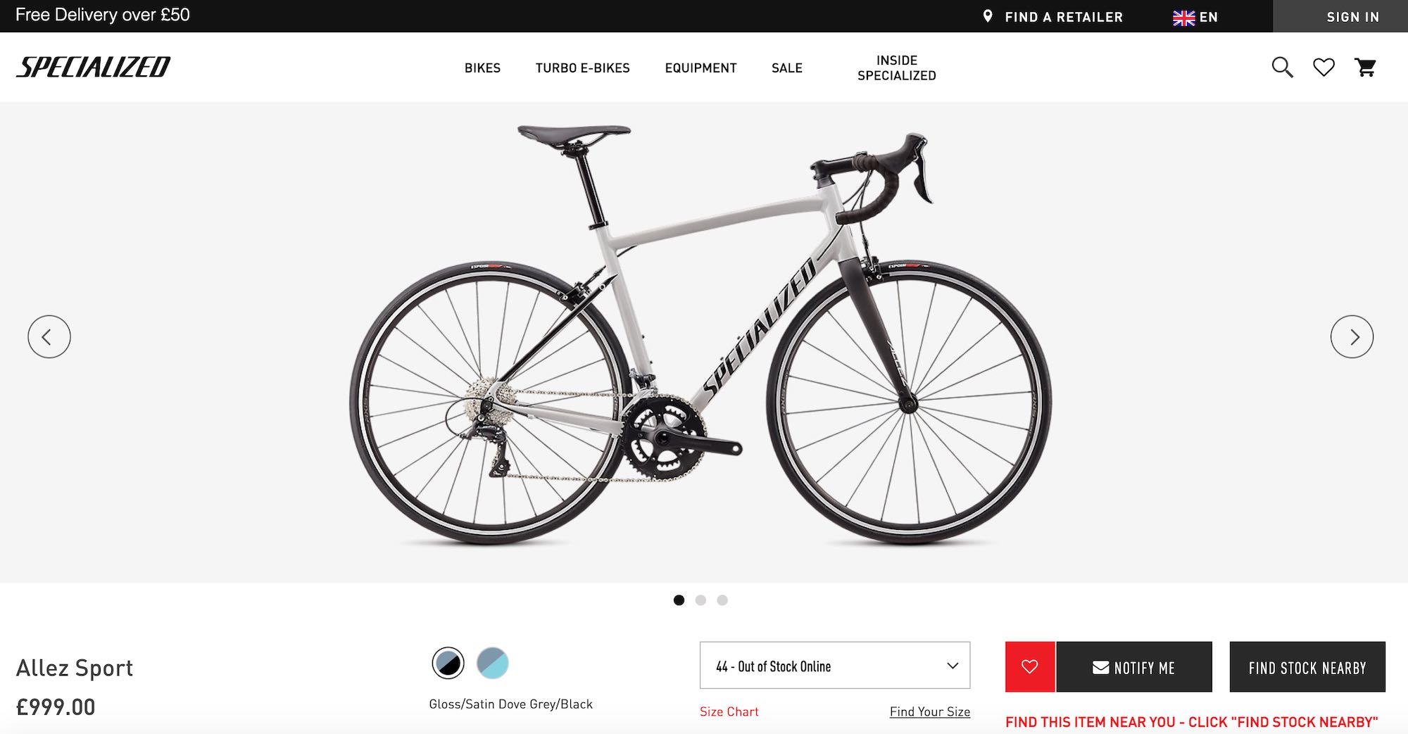 Specialized webpage Click and Collect &ndash; 1