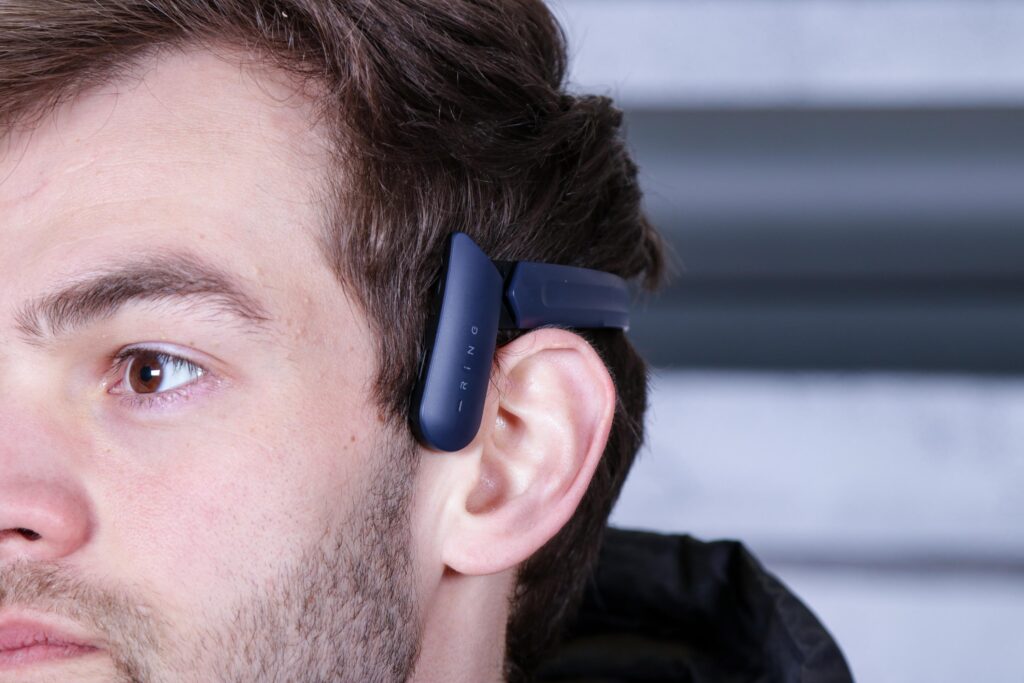 2021 Mu6 Ring Open-air Wireless Air Conduction Sports Headphone – worn front 2.jpg