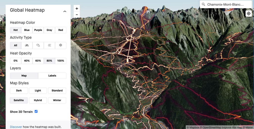 2021 Strava 3d view Global Heatmap