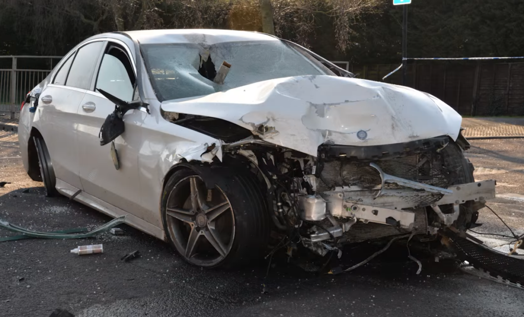 crashed car 17 august – screenshot via Cleveland Police on Facebook.PNG