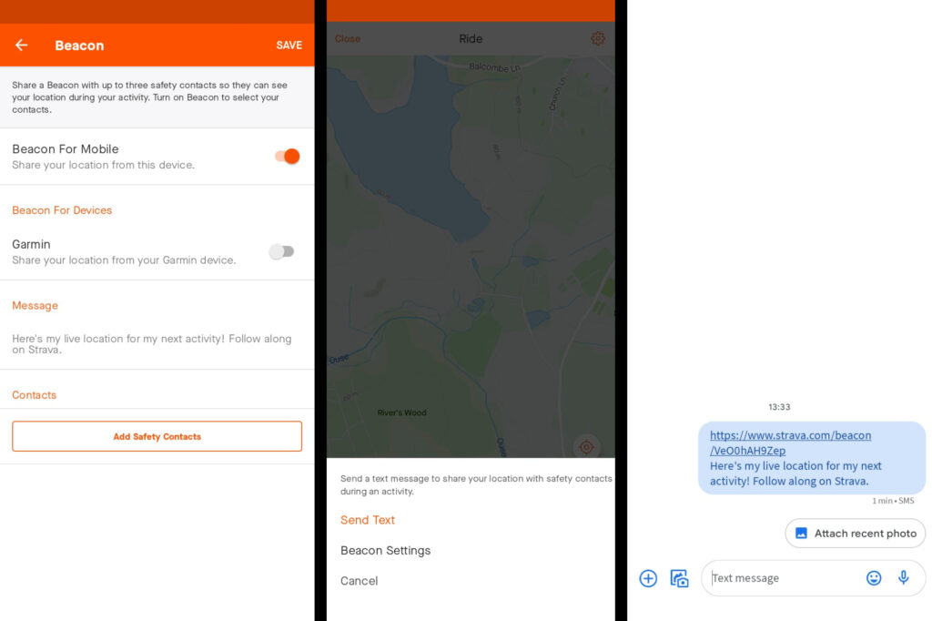 Strava Beacon feature