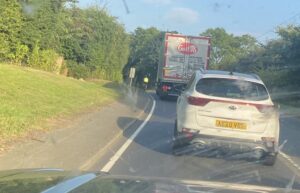 Queue behind cyclist