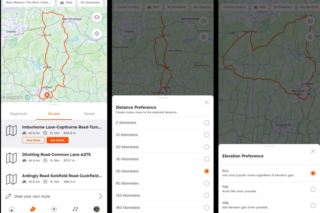 Strava route suggestions