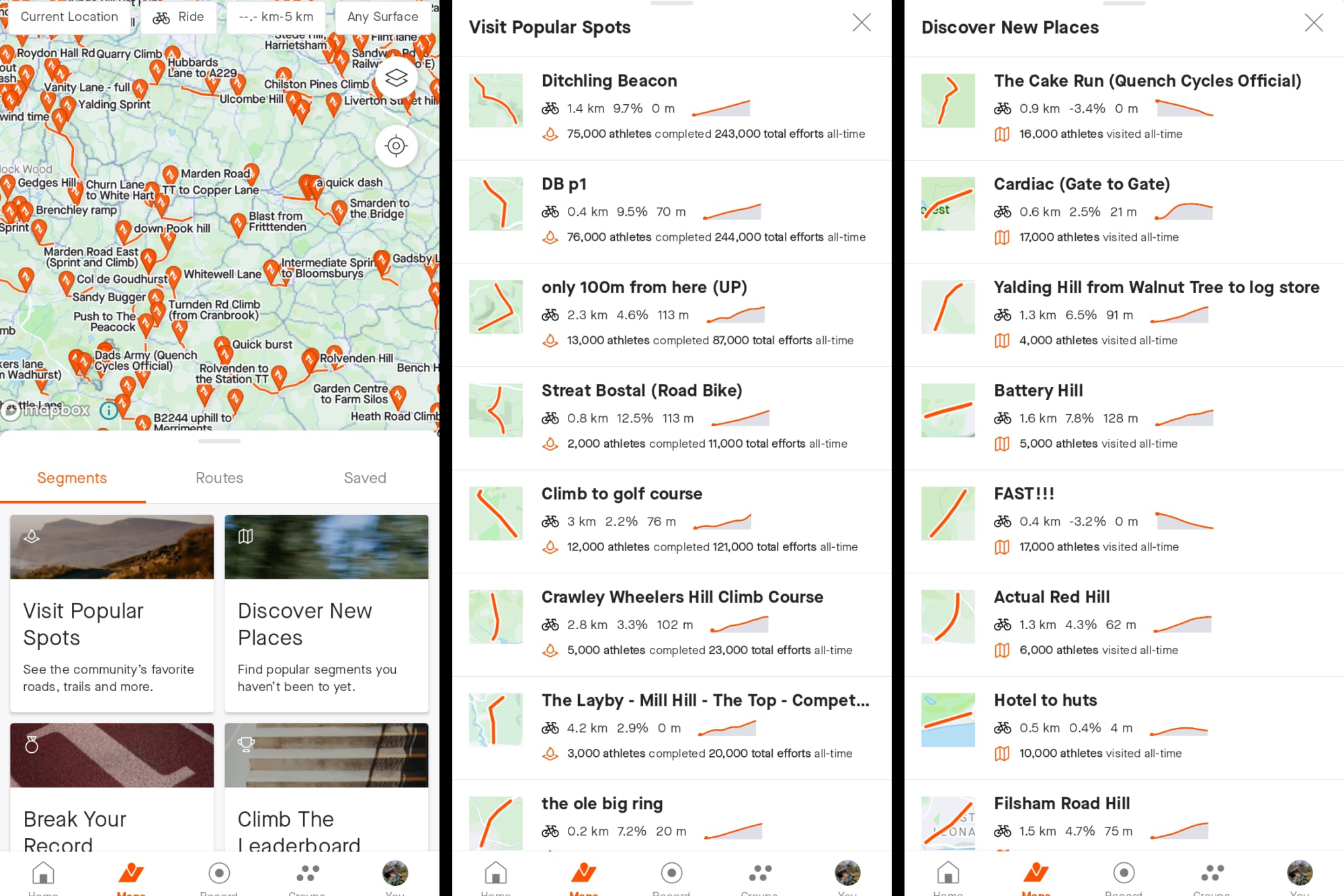 Strava segment suggestions