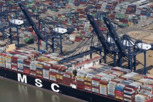 The MSC Tina at Felixstowe docks