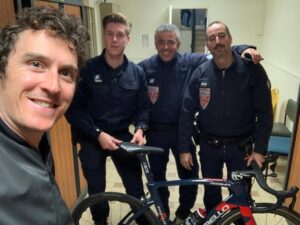 Geraint Thomas with French police via Facebook