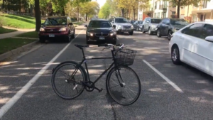 Cyclist blocks road