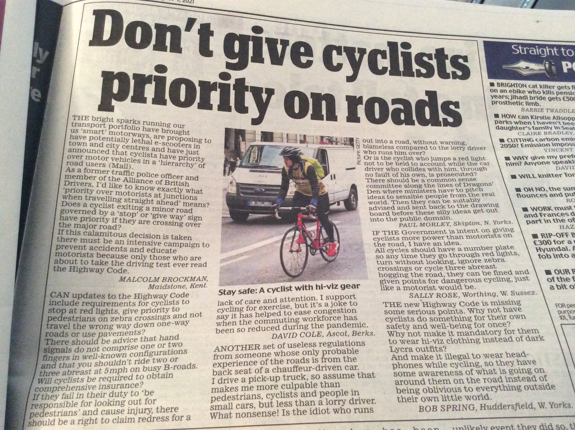 Highway Code moaning letters