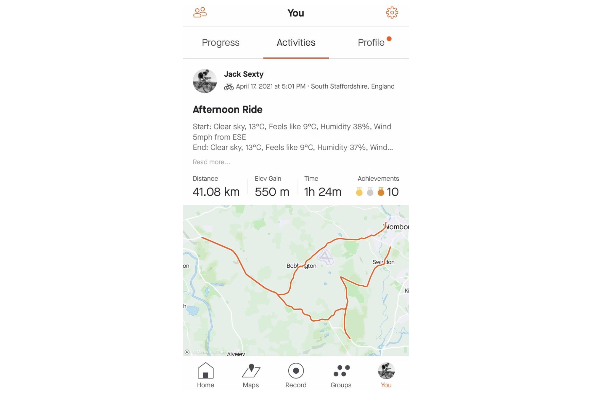 Strava location