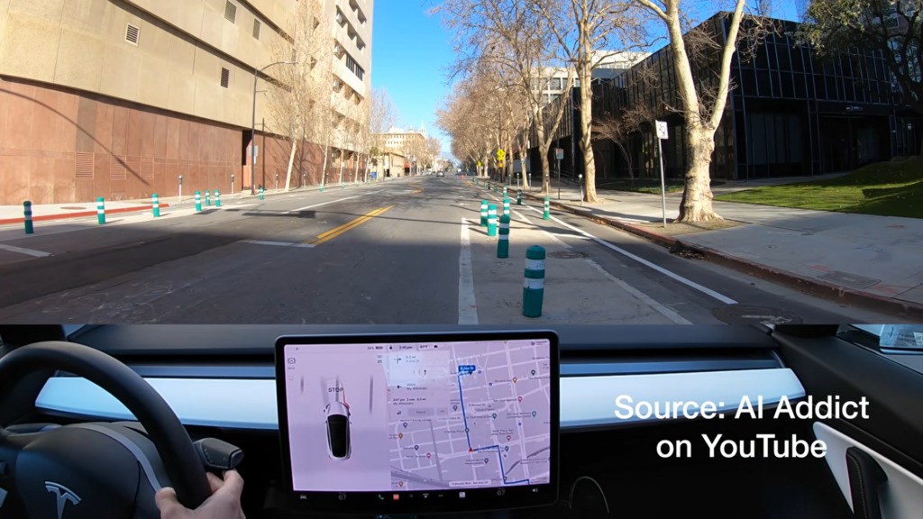 Tesla FSD Beta crashes into cycle lane