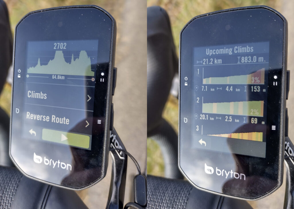 Bryton upcoming climbs