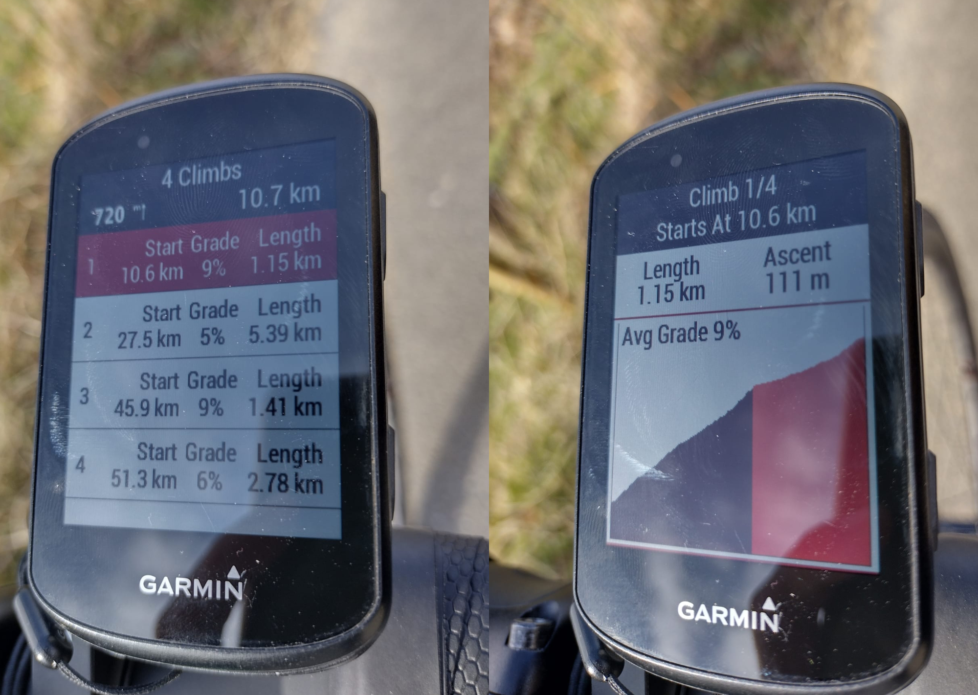 Garmin upcoming climbs