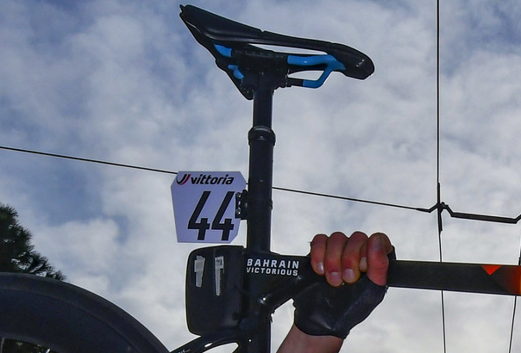 Matej Mohoric dropper post close-up photo credit @Sprintcycling @TeamBahrainVictorious