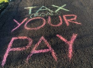 Hill climb graffiti Pay your road tax (Image Ali McLean)